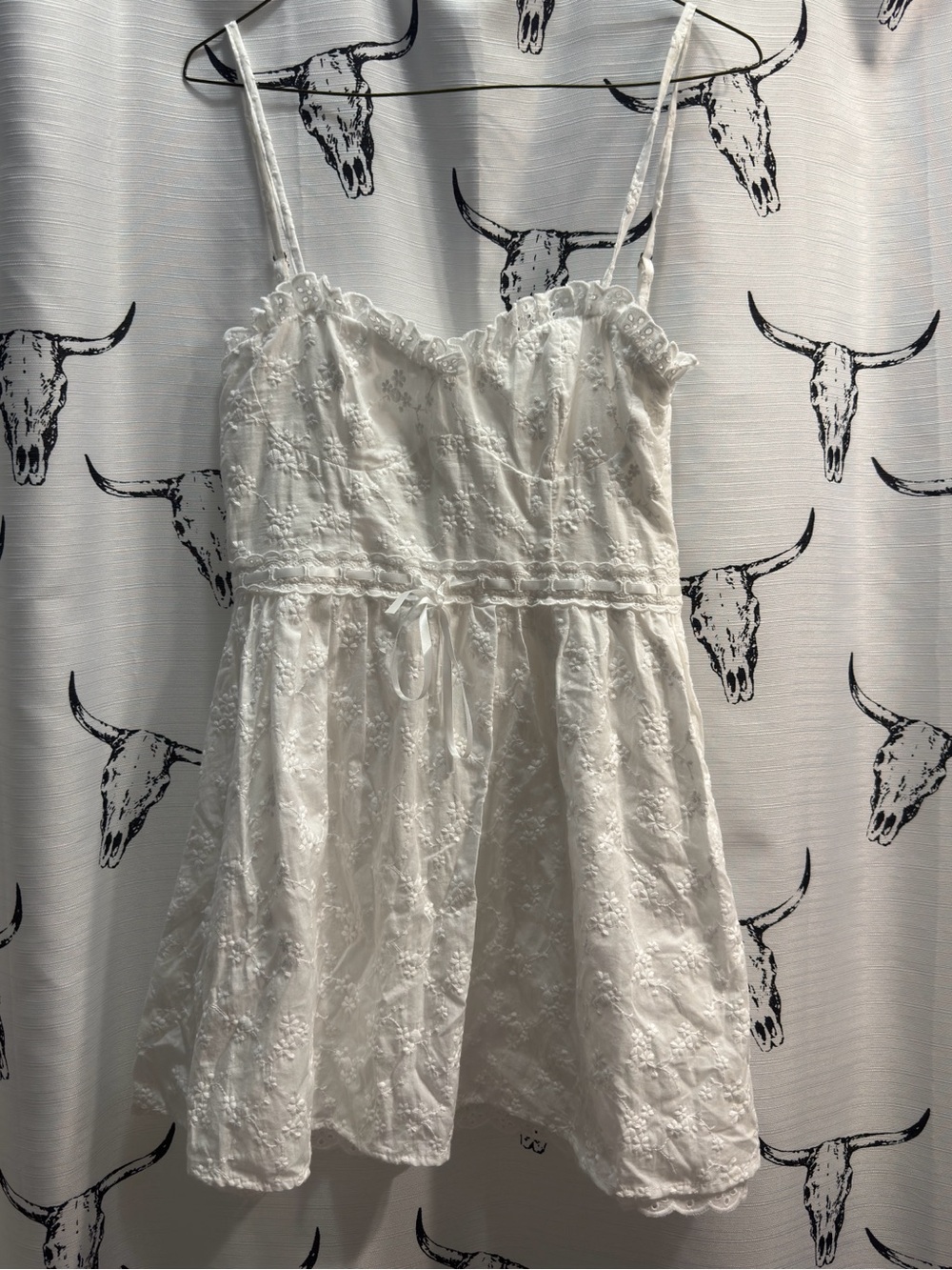 Altar'd State White Eyelet Spaghetti-Strap Mini Dress
